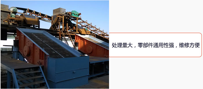 圓振動(dòng)篩處理量大，零部件通用性強(qiáng)，維修方便。