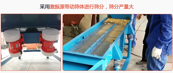 采用激振源帶動(dòng)篩體進(jìn)行篩分，篩分產(chǎn)量大。
