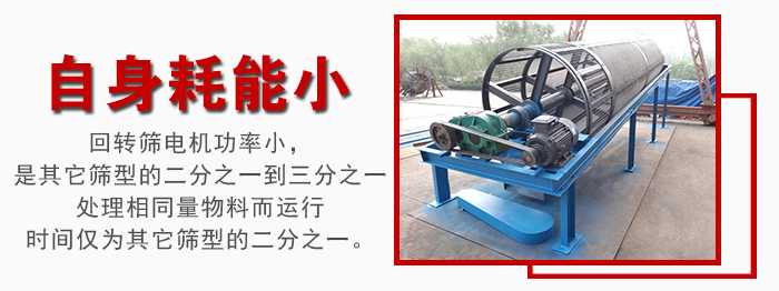 滾筒篩耗能小，使用壽命長，維修方便